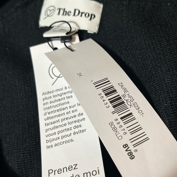 The Drop Sz 3X Black Ribbed Knit Cropped Criss Cross Halter Top - Picture 3 of 6